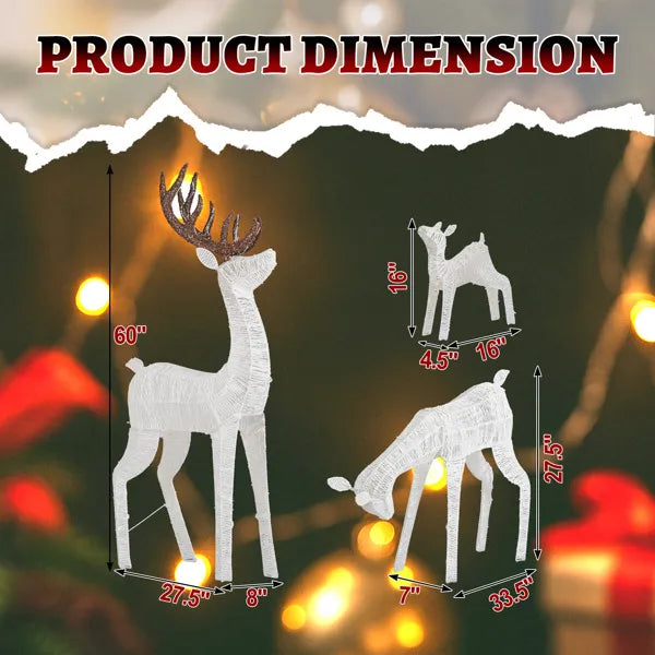 Lighted Christmas Reindeer Family Set - 3 Outdoor Decorations