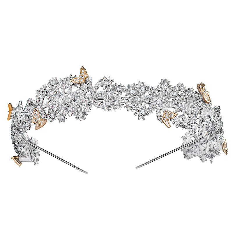 Bride Crown Hair Hoop with White Crystals