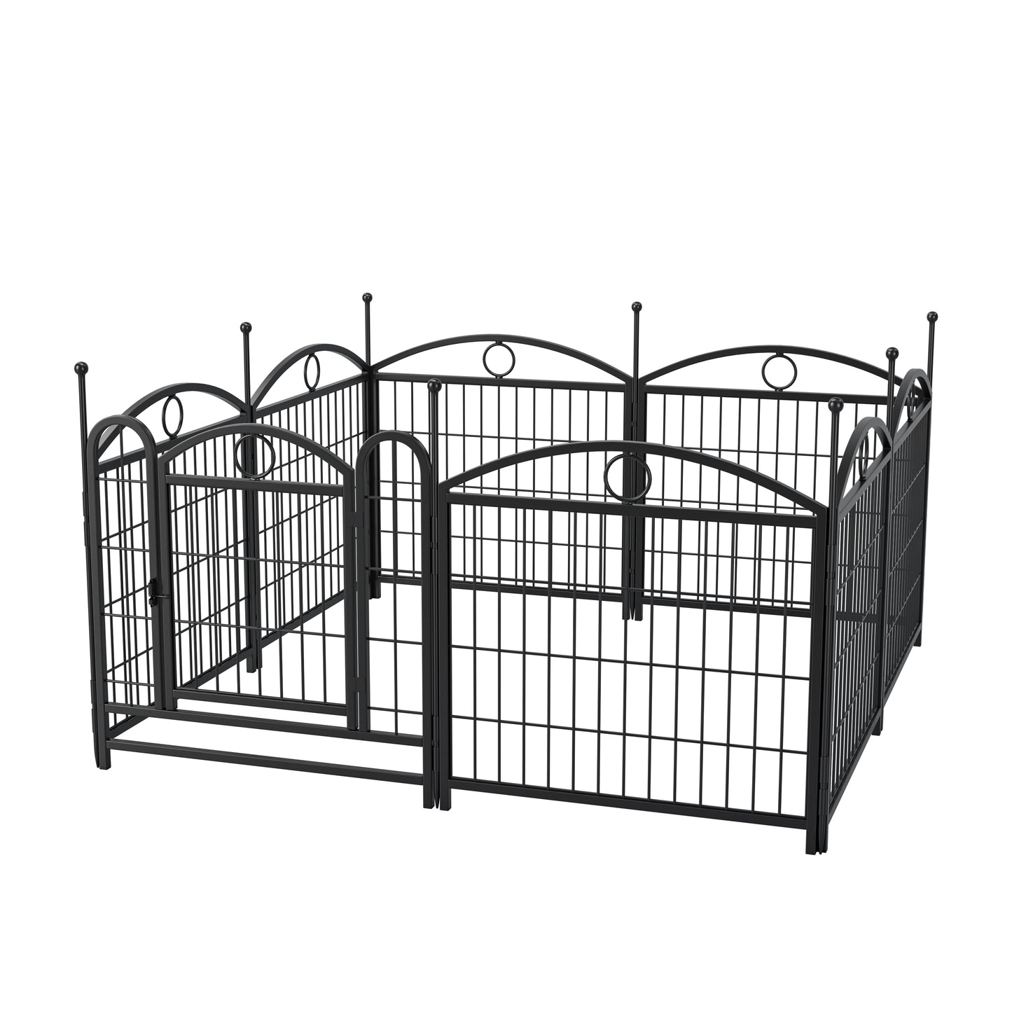 Indoor/Outdoor 24 Inch Dog Playpen - Heavy Duty Metal Pet Fence with Doors