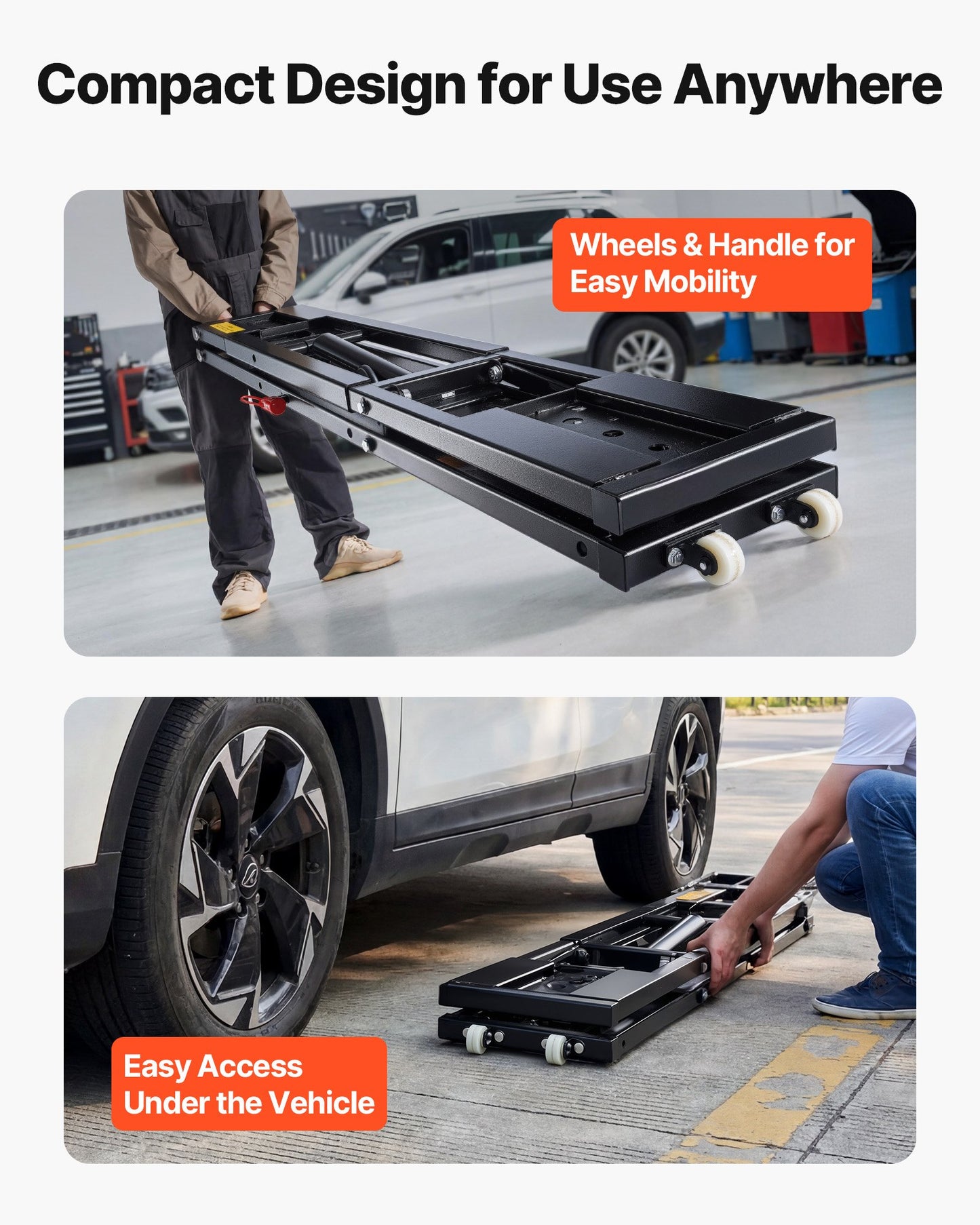 Portable Car Lift 9000 lbs Capacity - Heavy Duty Hydraulic Garage Jack with Wheels