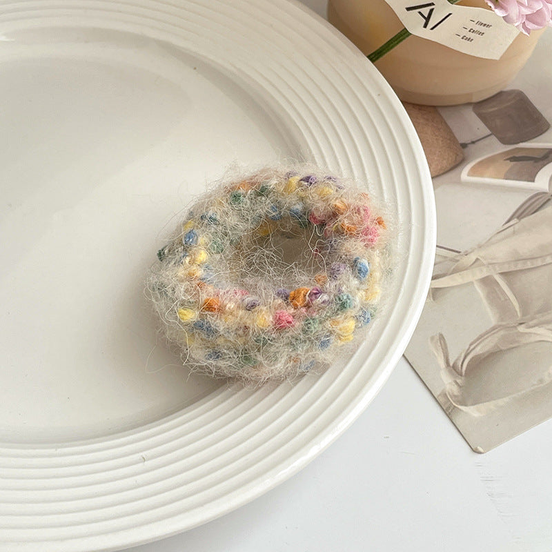 Winter Plush Pork Intestine Hair Ring - Colorful Hair Accessory for Women