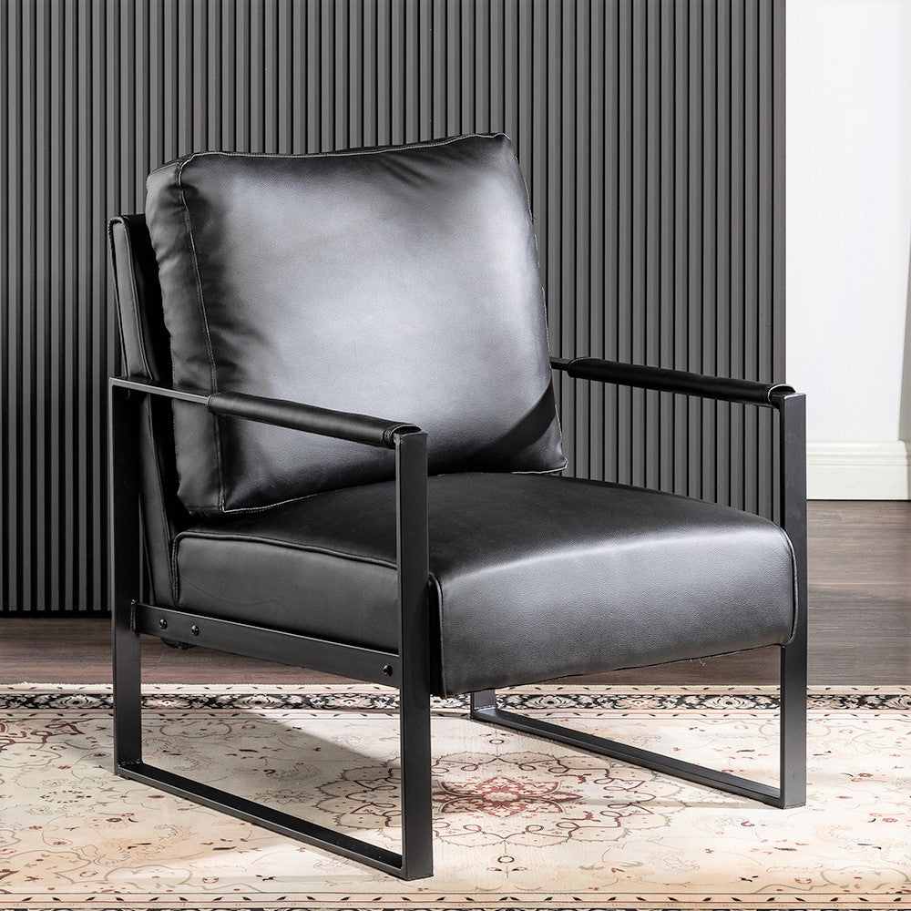 Classic Mid Century Modern Accent Chair With Durable Square Metal