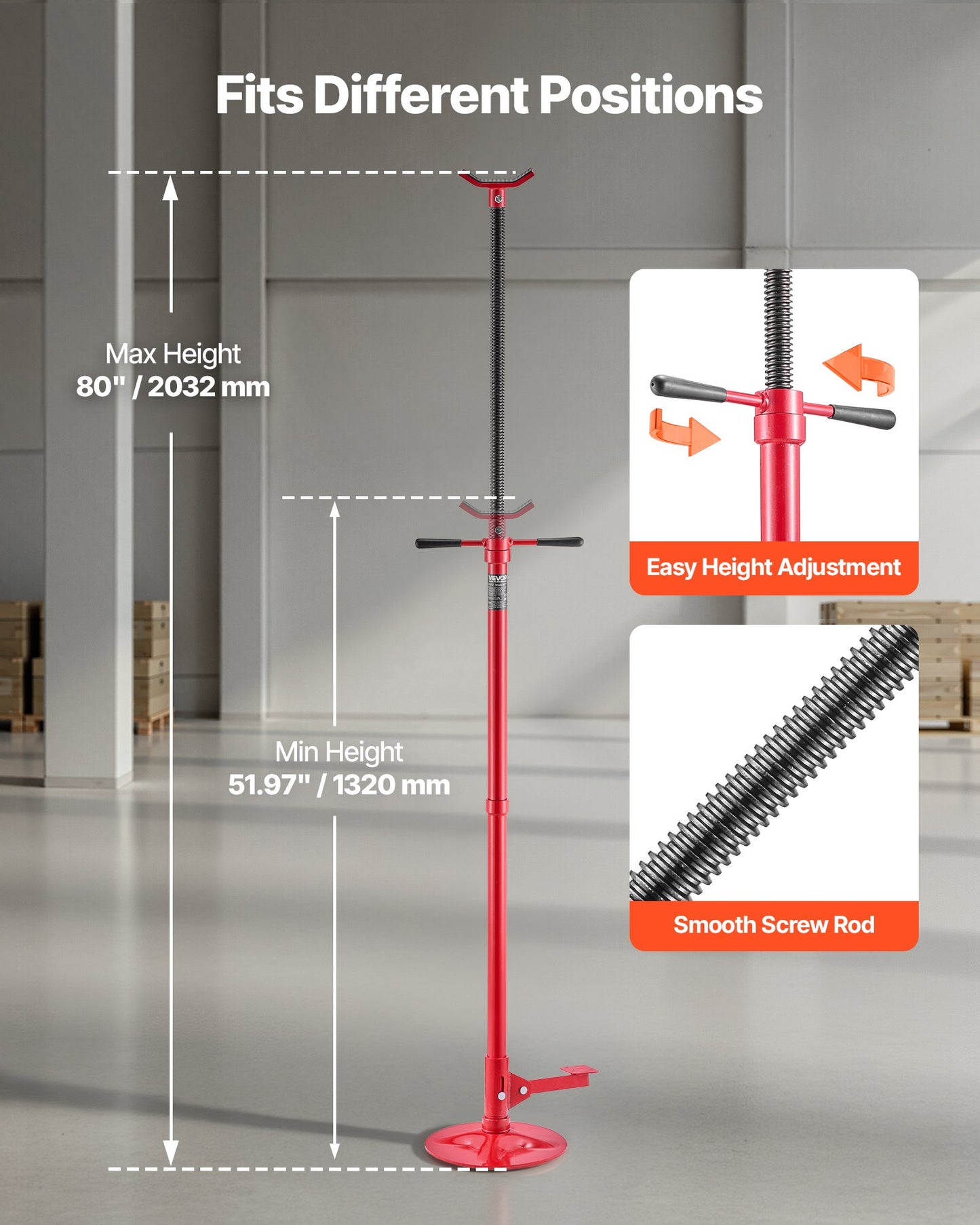3/4 Ton Underhoist Support Stand - Adjustable Vehicle Lift Jack Stand with Foot Pedal & Stable Base