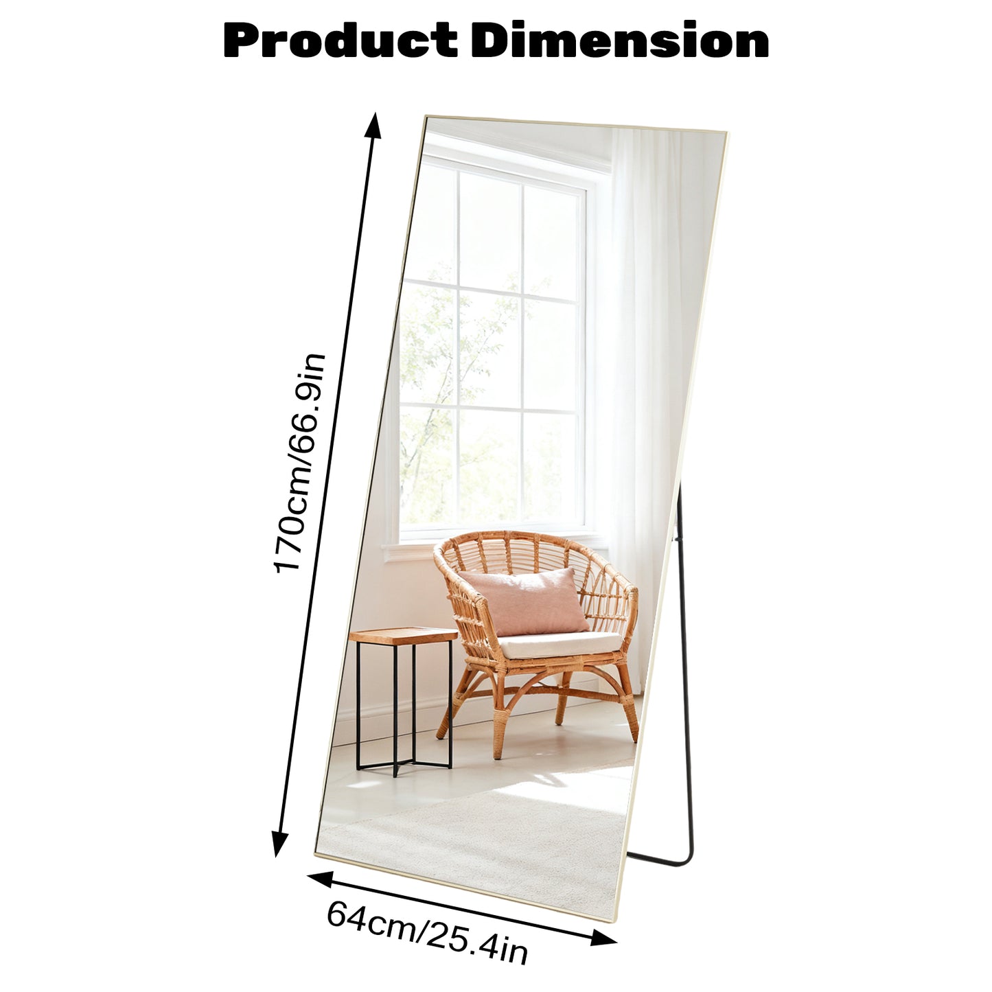 Rectangle Full Length Standing Mirror - Shatterproof Floor Mirror