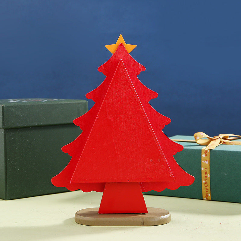 Mini Wooden Christmas Tree Decor - Festive Table Ornament Supplies