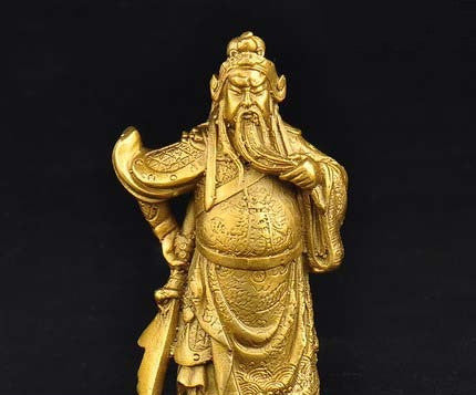 Copper God of Wealth Statue Metal Craft Decoration Golden Finish