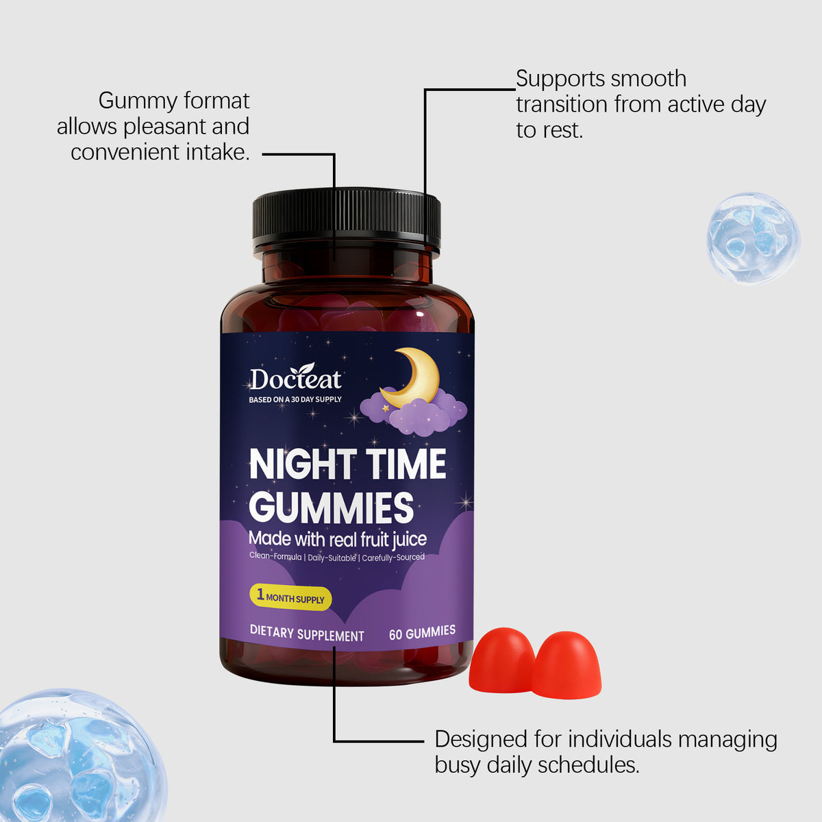 Stress-Relief Gummy Candies - 60 Gummies