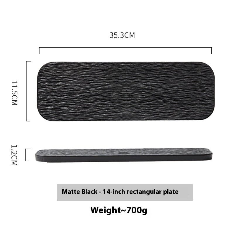 Rectangular Sushi Plate Set - Rock Pattern Porcelain Dinnerware for Kitchen
