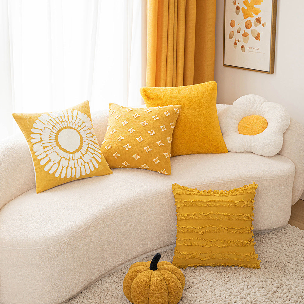 Solid Color Pillow Cover Set 45x45cm Cotton Linen Decorative Cushion Cases