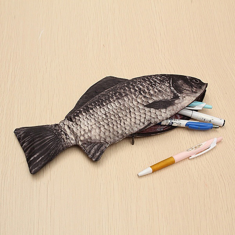 Large Capacity Fish-Shaped Cloth Pencil Case for Stationery Storage