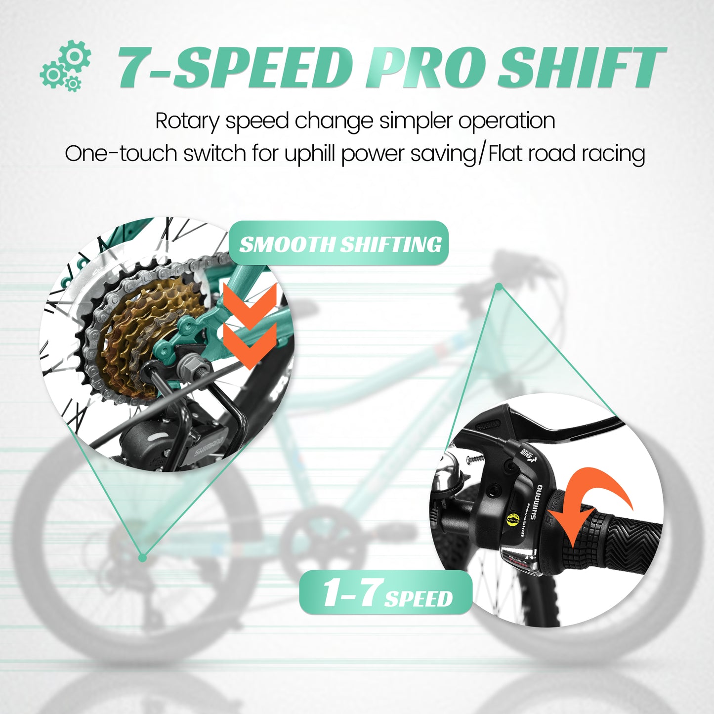 20 Inch Kids' Mountain Bike - 7 Speed, Steel Frame, Green
