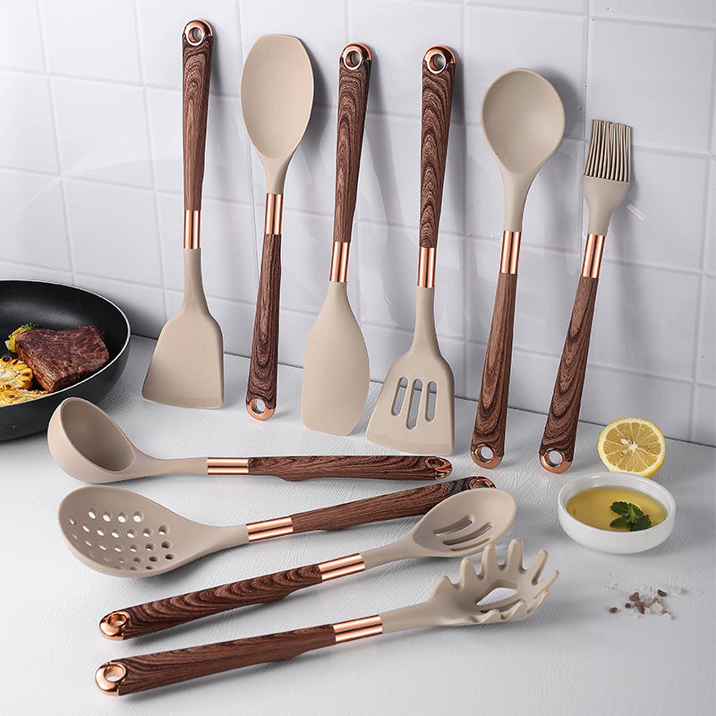 Silicone Kitchenware Set with Storage Seat - Nonstick Pan, Multi-Size Options