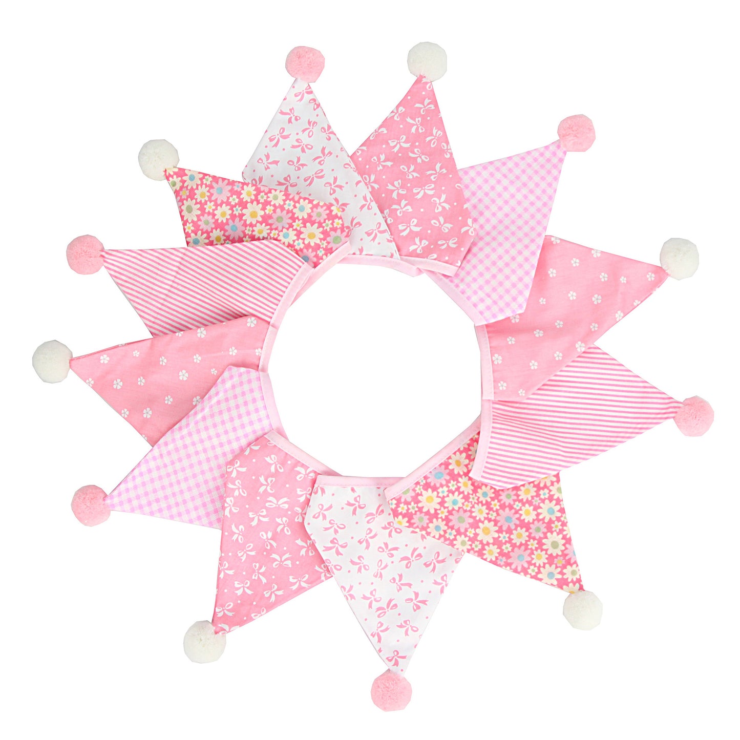 Cotton Wool Ball Triangle Flags Set for Home & Party Decor - 3.2m Length