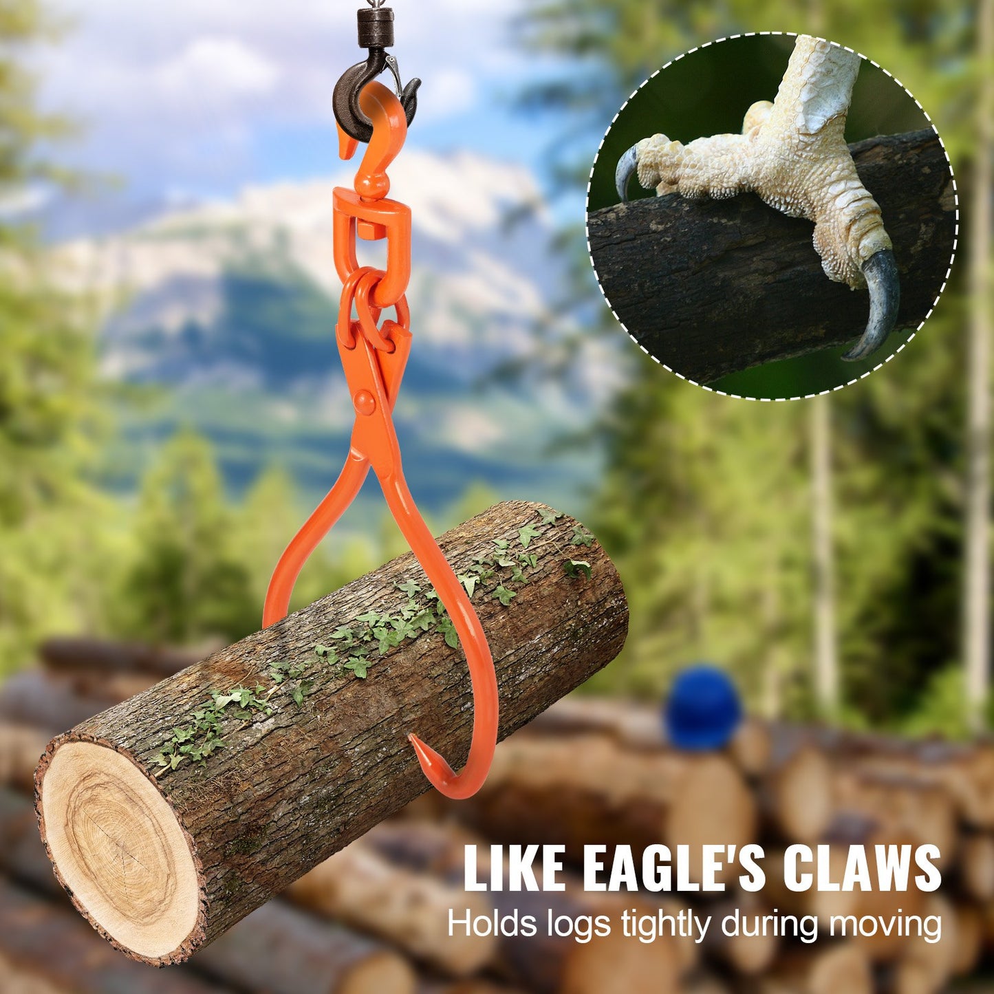Heavy Duty Log Skidding Tongs - 18 Inch Steel Claw Log Lifting & Handling Tool