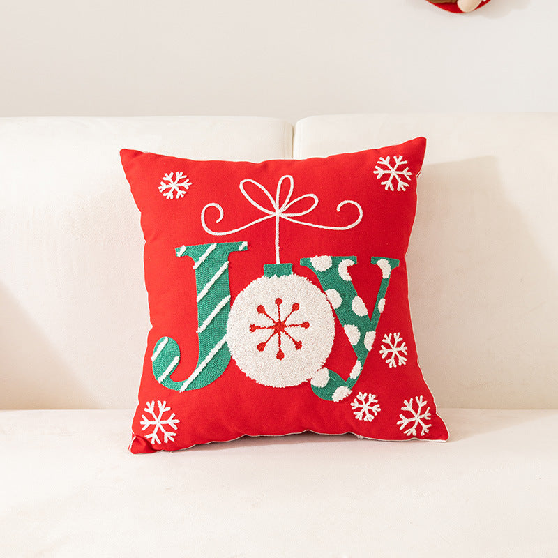 Christmas Embroidery Pillow Cover Holiday Home Decor 45x45cm