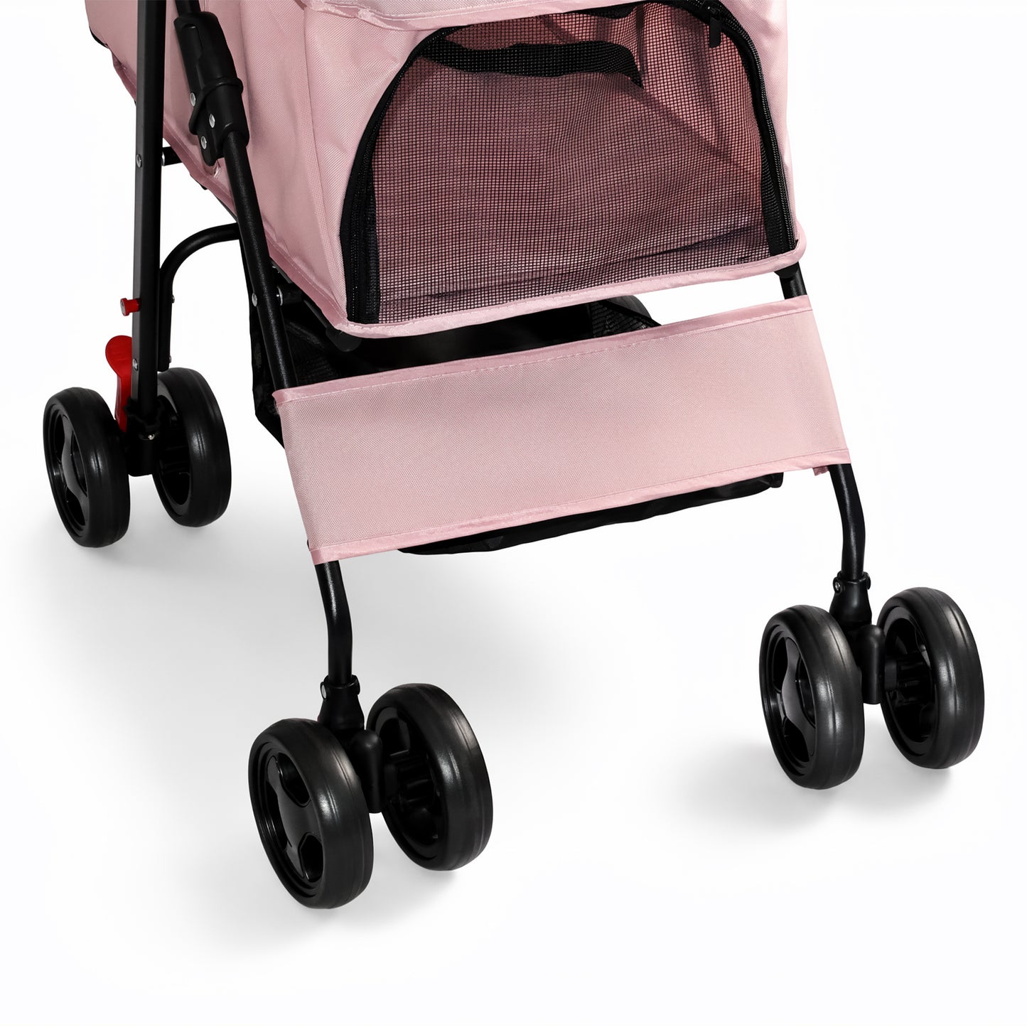 Foldable Pet Stroller for Small Dogs Cats Up to 28 lbs with Mesh & Storage - Pink