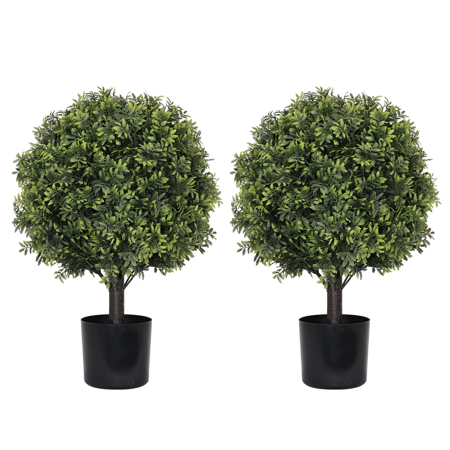 22-Inch Artificial Boxwood Ball Trees - Faux Potted Shrubs, 2pcs Set