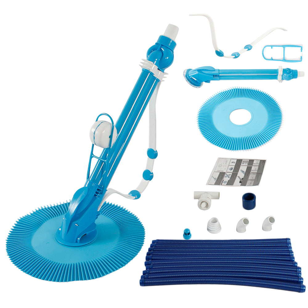 Automatic Pool Cleaner with 10 Hoses - Easy Install, Blue