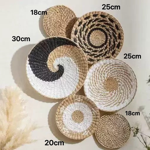 Handmade Straw Woven Wall Decorations Bohemian Wall Art Set