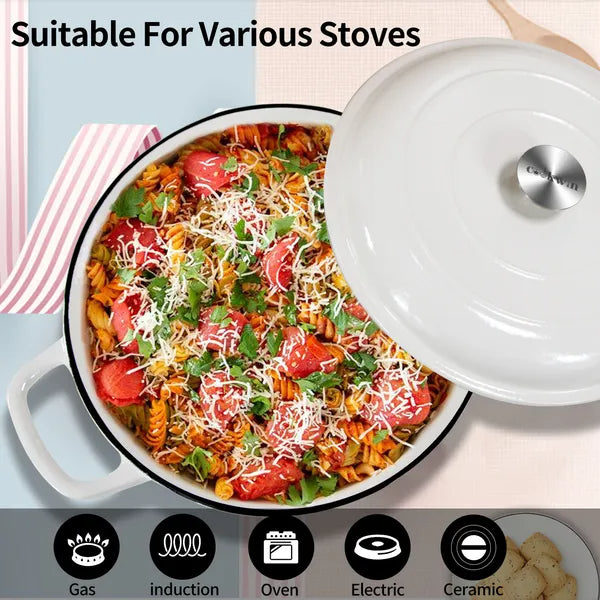 Enameled Cast Iron Dutch Oven, 3.8 Quart Oven Pot With Lid, Non Stick