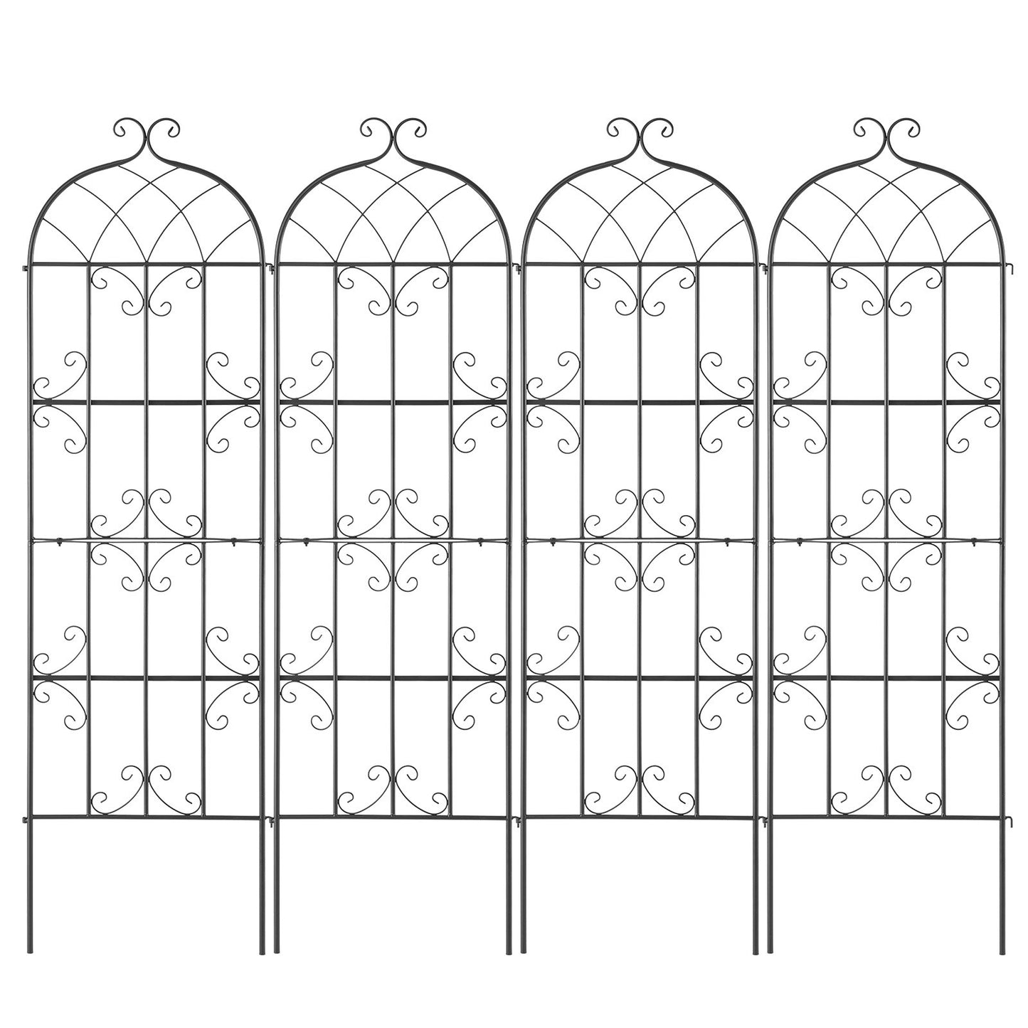 Metal Garden Trellis for Climbing Plants Support 71x20 Inches Rustproof Black 4 Pack