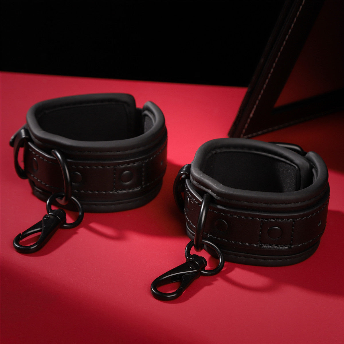 Soft Leather Black Handcuffs - Adjustable & Discreet Adult Restraints