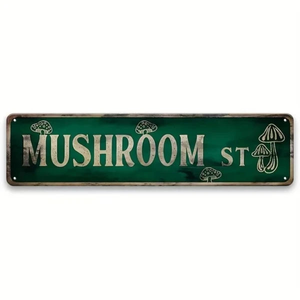 Cute Mushroom Road Sign Plaque - Personalized Room Decor
