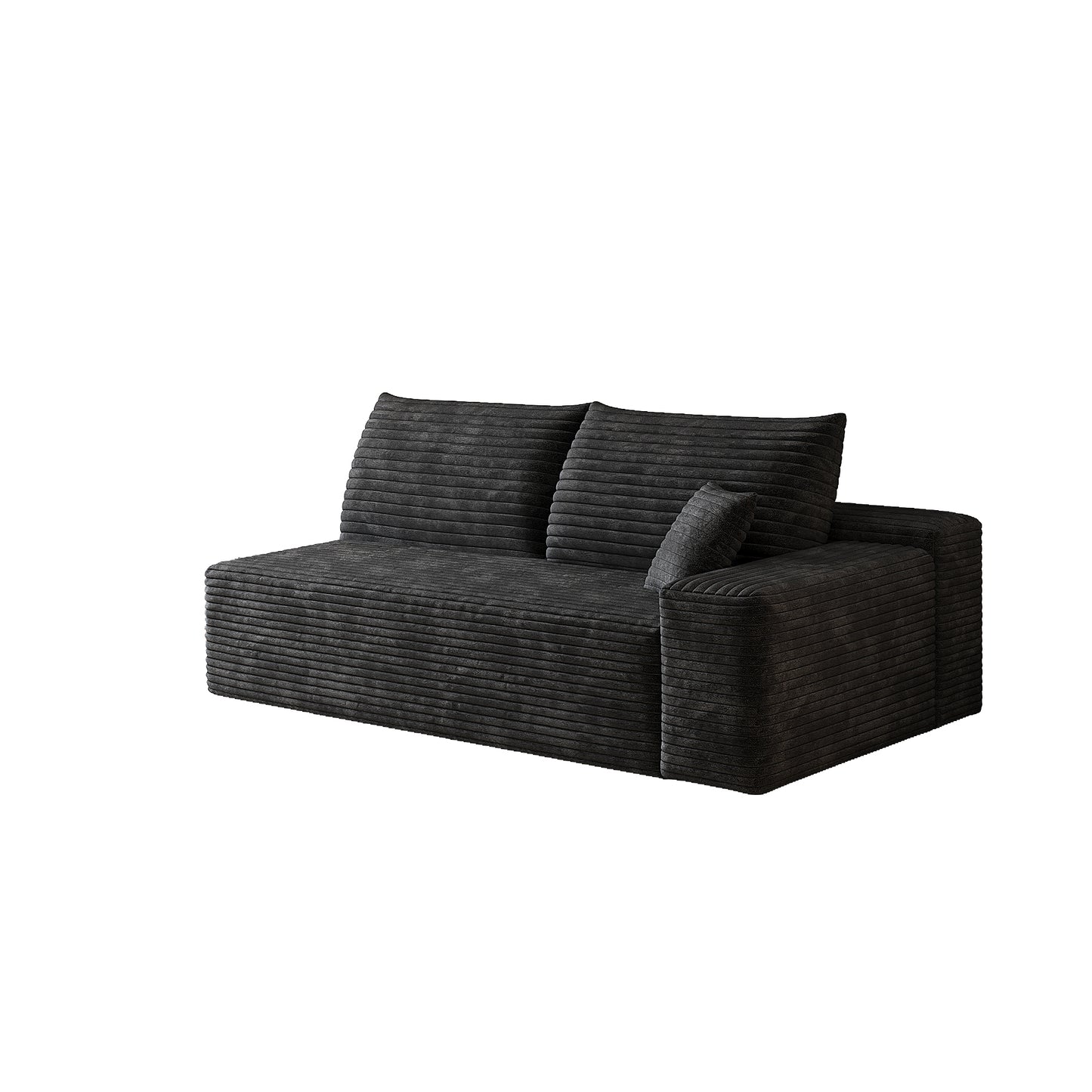 3-Seat Right Arm Sofa - Black Corduroy Upholstery