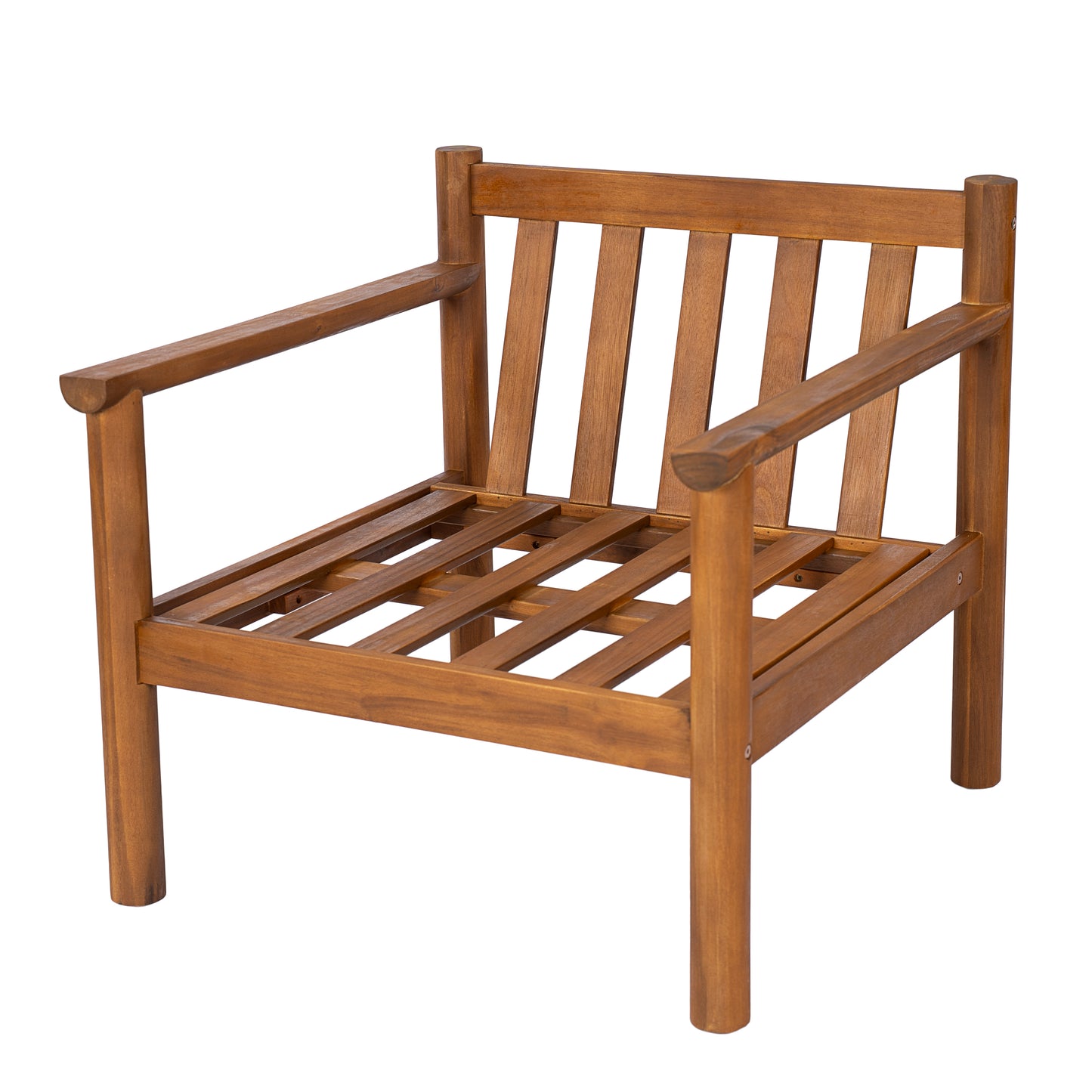 28" Acacia Wood Outdoor Lounge Chair with Thick Cushions - Teak & Beige