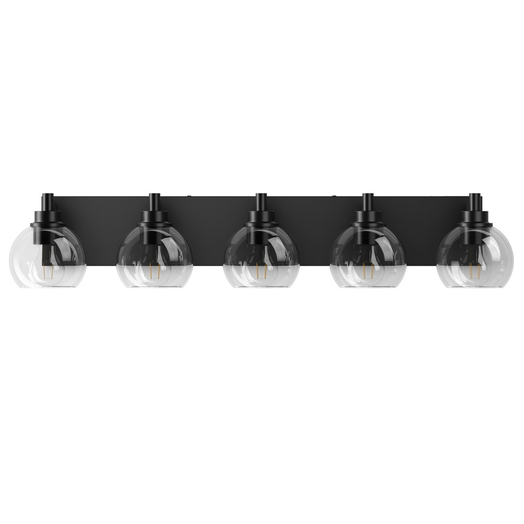 Modern 5-Light Bathroom Vanity Light Fixture with Clear Globe Shades