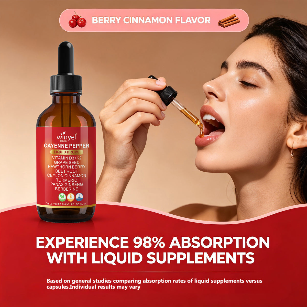 Cayenne Pepper Liquid Supplement with Hawthorn Berry & Vitamins - 1 Pack