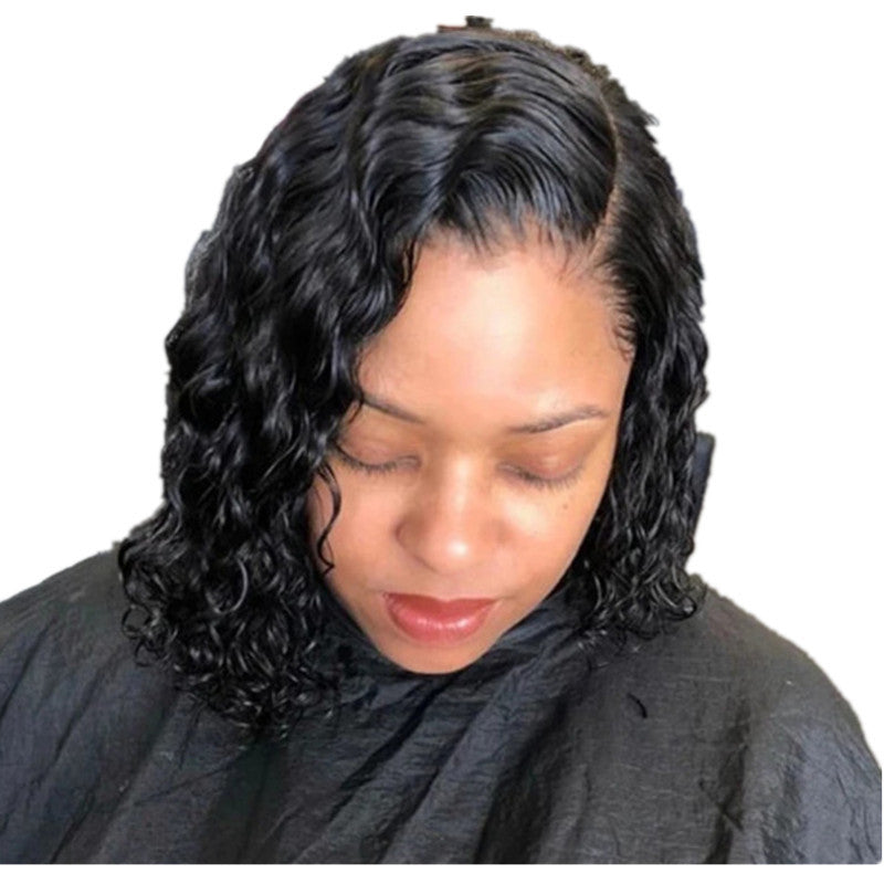 Long Black Curly Wig - 35cm Synthetic Hair