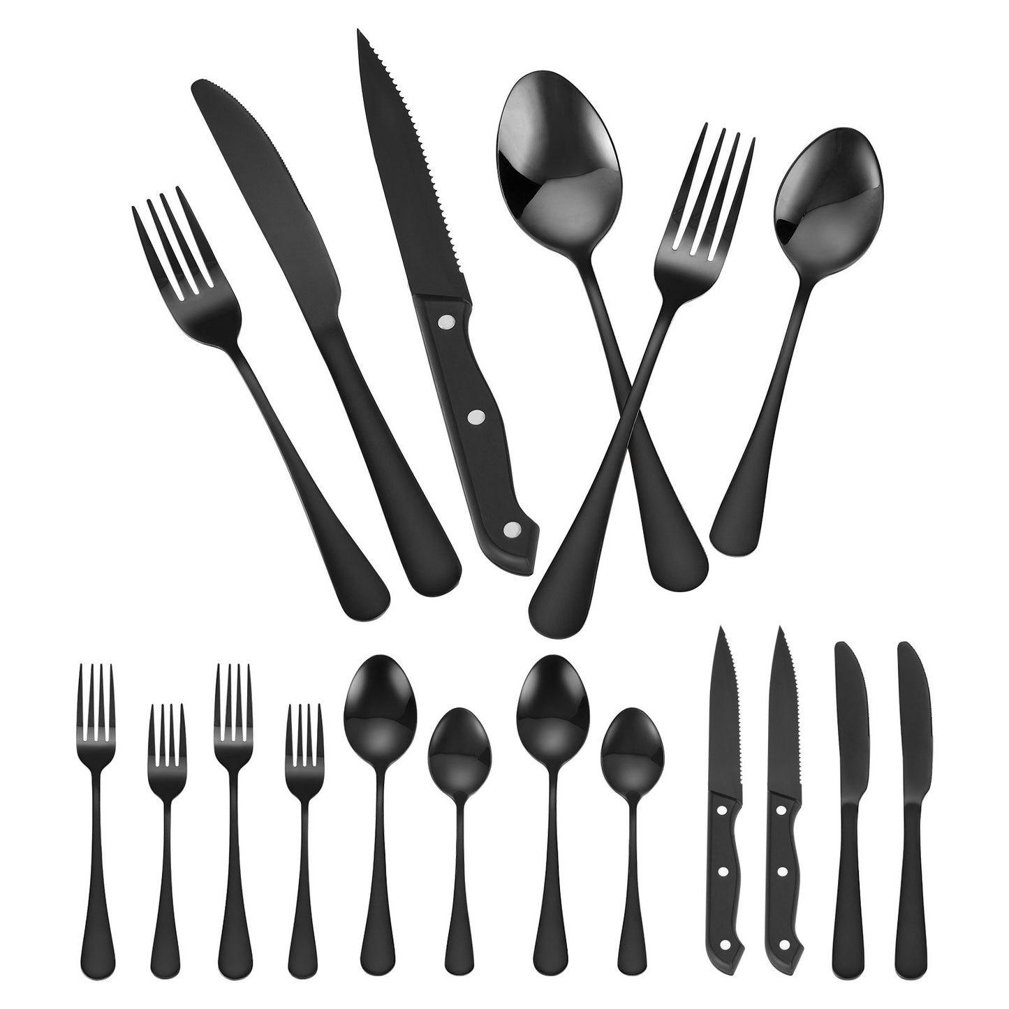 48-Piece Stainless Steel Flatware Set for 8 - Black