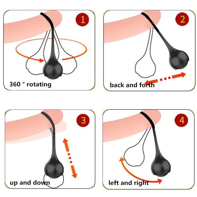 Male Muscle Training Ball Set - 4-Piece Tension Exercise Kit - Black