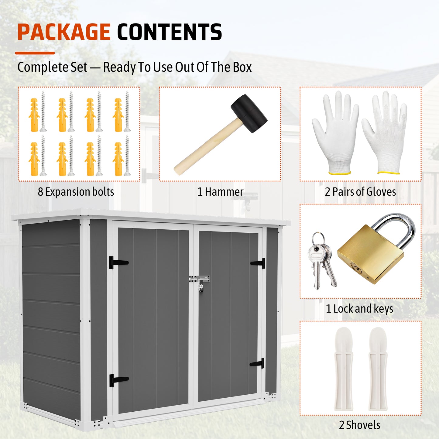 Gray Outdoor Storage Shed with Ramp & Hydraulic Lid - Waterproof