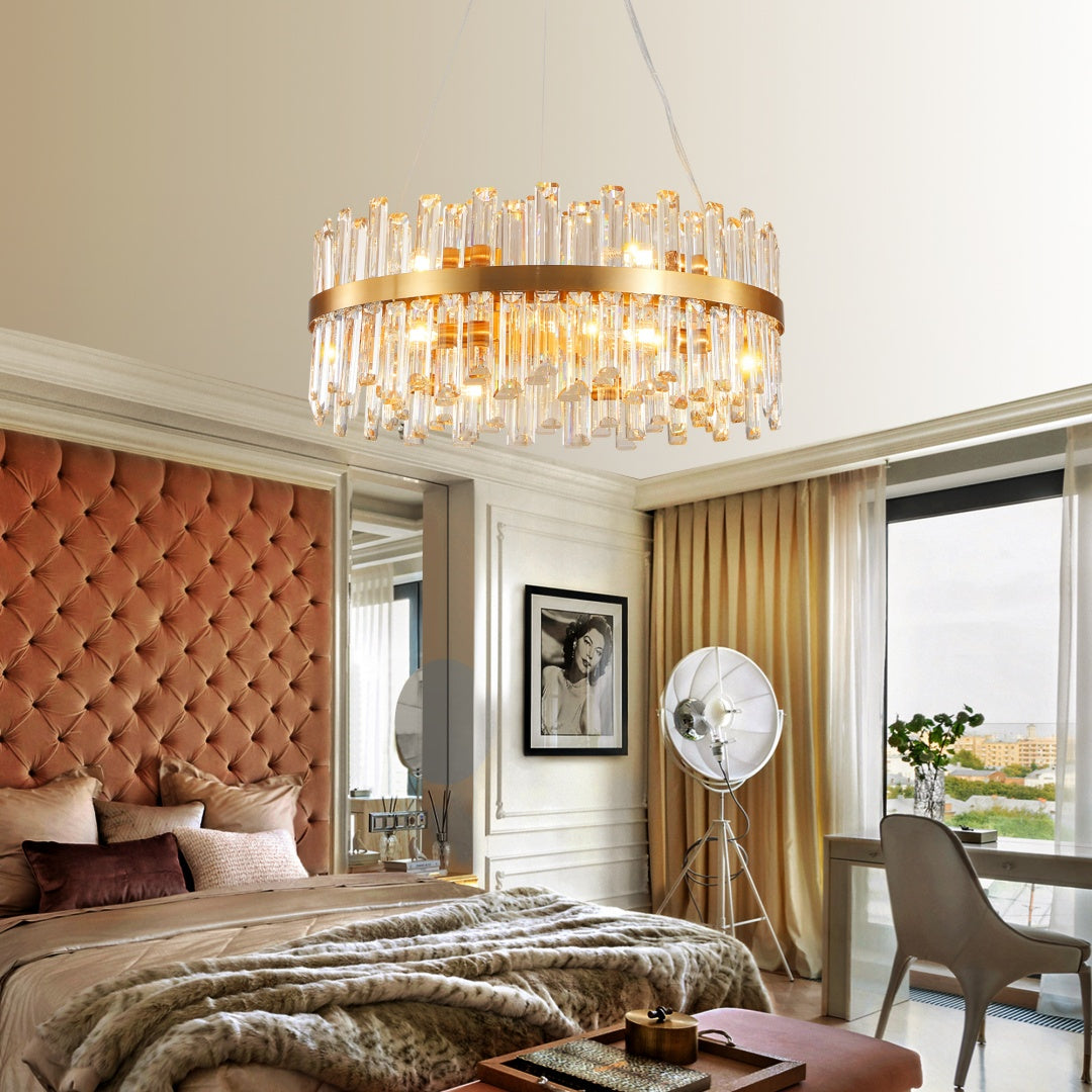 Modern Crystal Chandelier - Elegant LED Lighting for Living Room