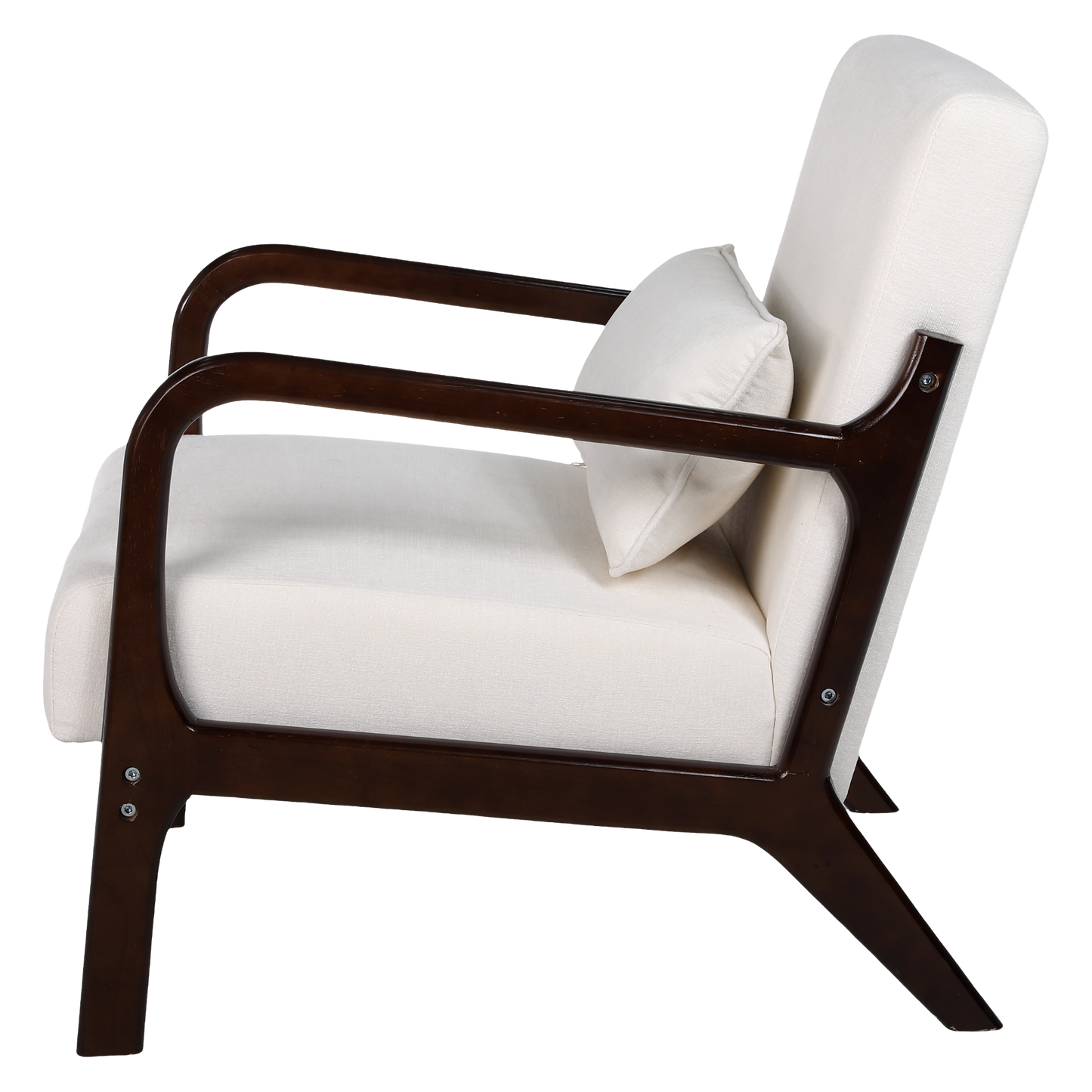 Mid Century Modern Accent Chair with Solid Wood Frame - Beige