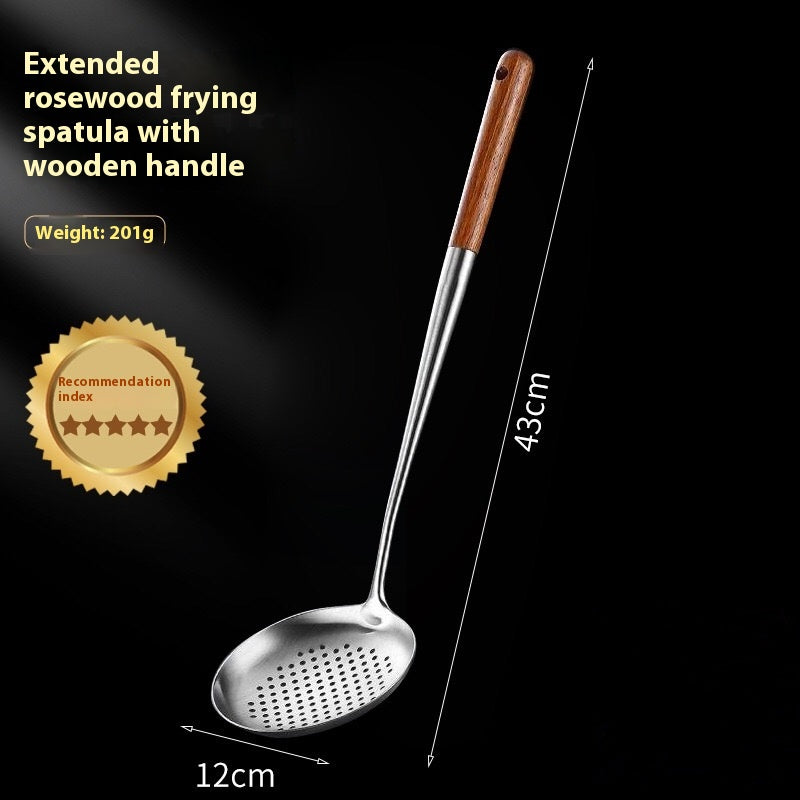 Extended Handle Rosewood Kitchenware Set - Stainless Steel Cooking Tools