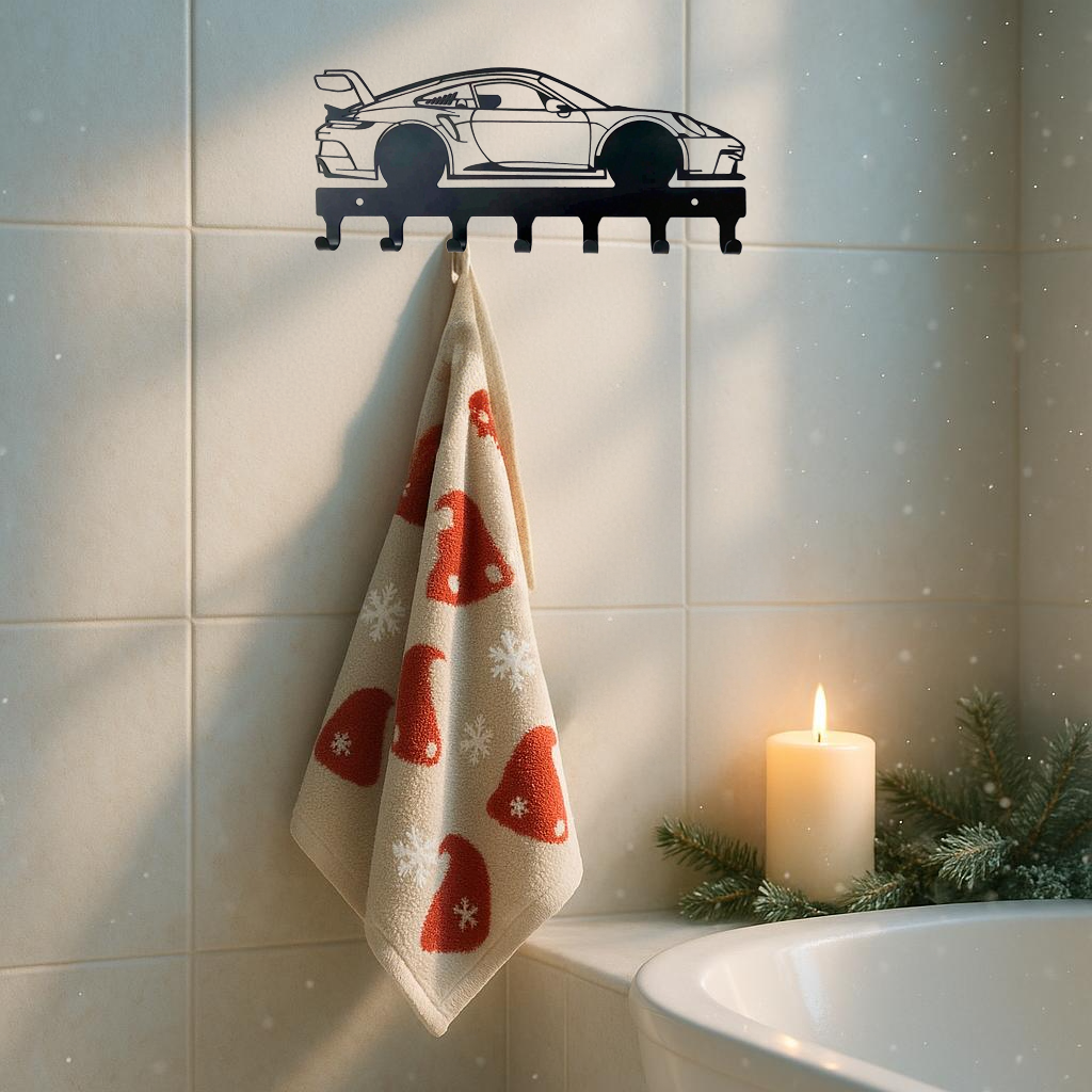 Racing Car Keychain & Wall Mount Hook - Stylish Key Holder
