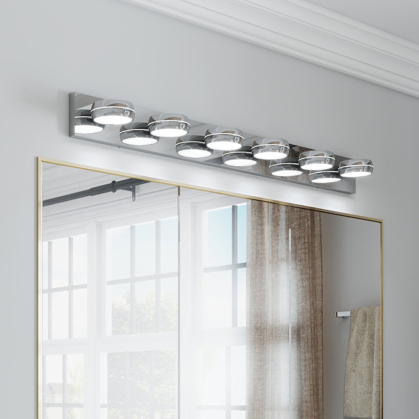 Modern LED Vanity Lights - 43in Bathroom Fixture with 6 Bulbs