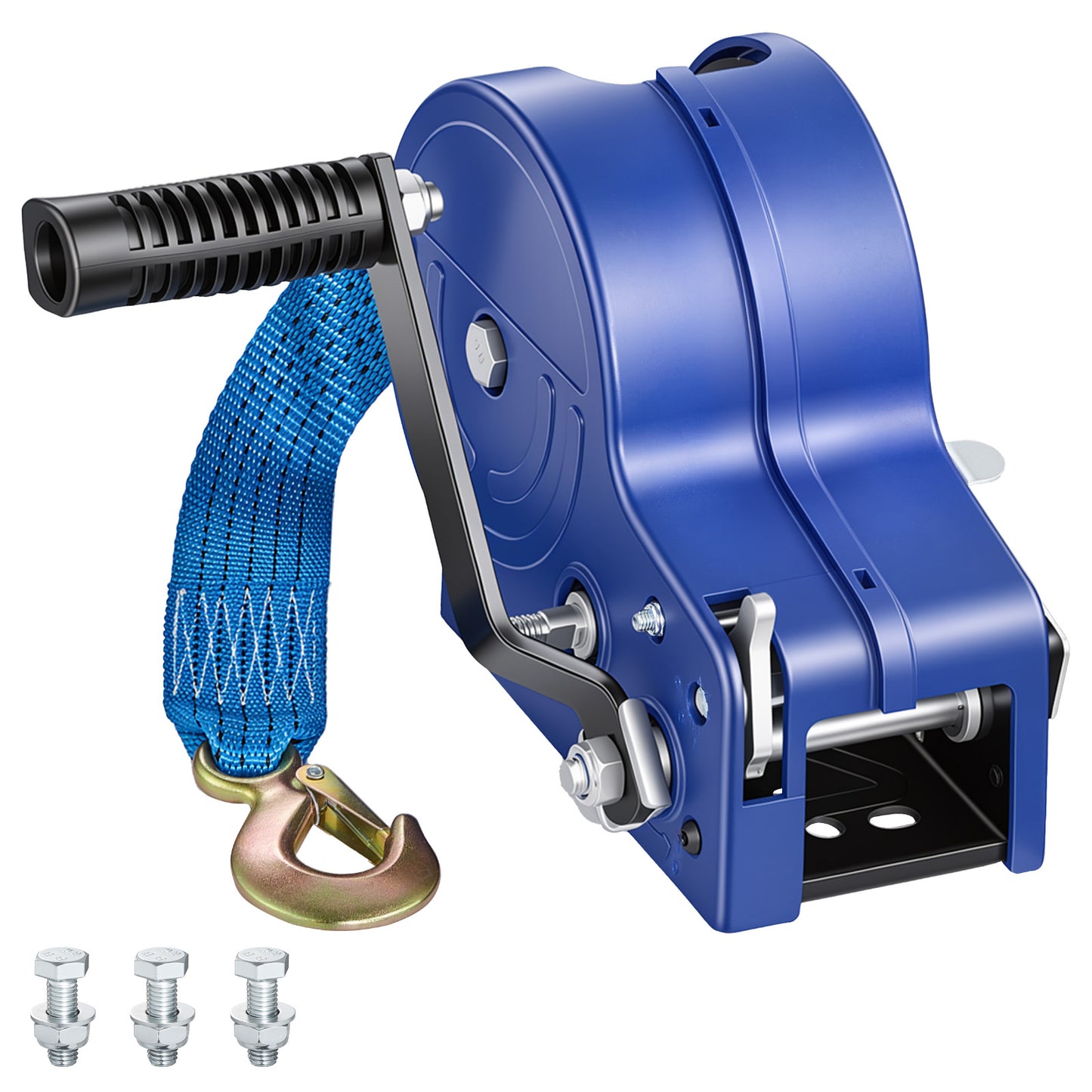 Heavy Duty Boat Winch 3500 lbs with 20ft Polyester Strap Portable Hand Crank