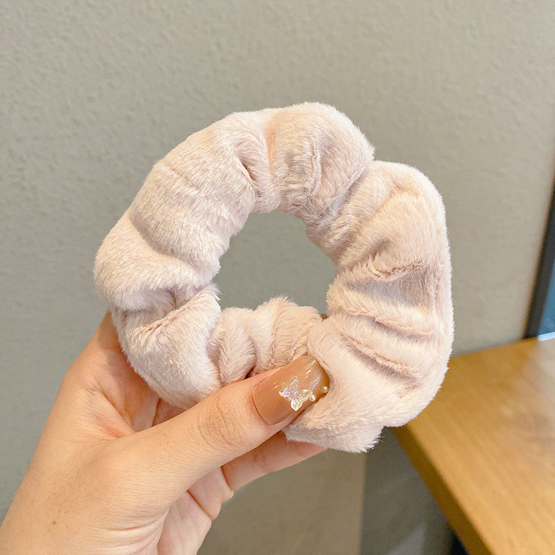 Winter Plush Pork Intestine Hair Ring - Colorful Hair Accessory for Women