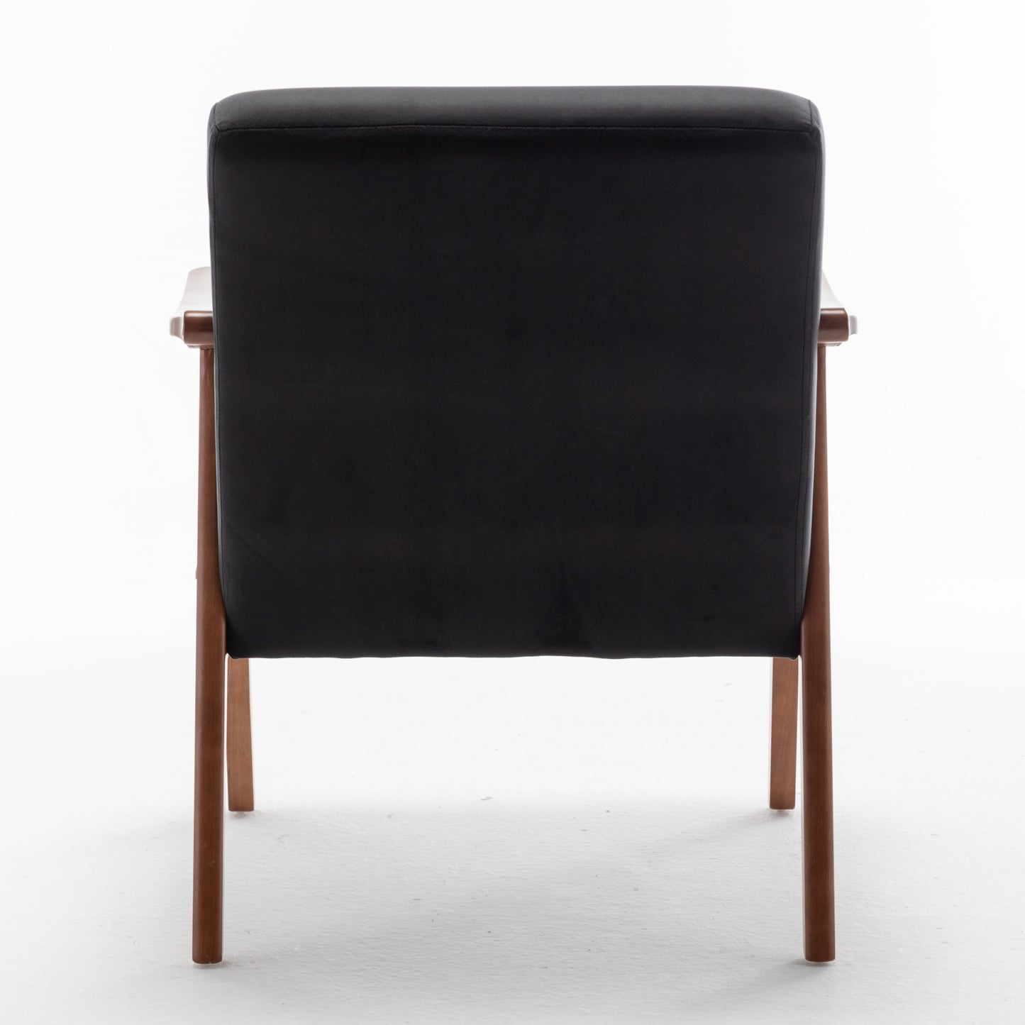 Mid-Century Modern Accent Chair - Black Velvet Lounge Chair