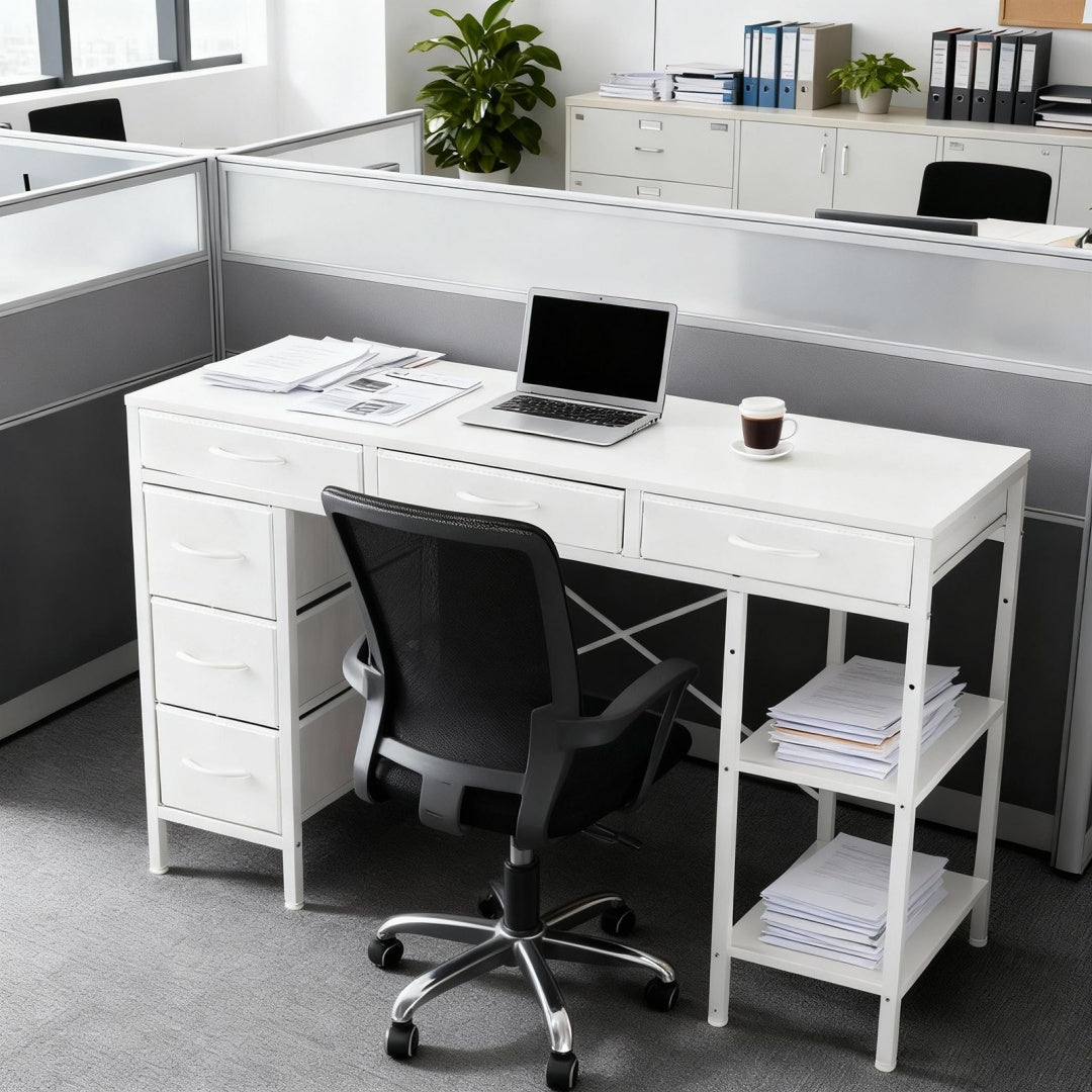 55-Inch Computer Desk with 6 Drawers for Home Office Storage