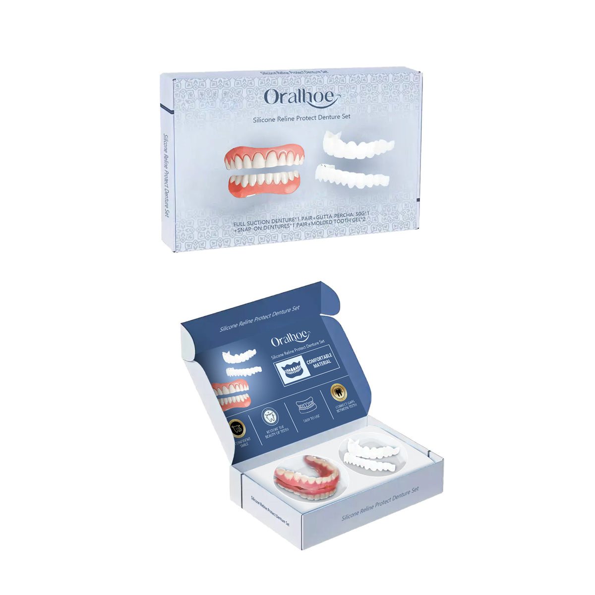 Full Suction Denture Set for Teeth Modification and Cosmetic Enhancement