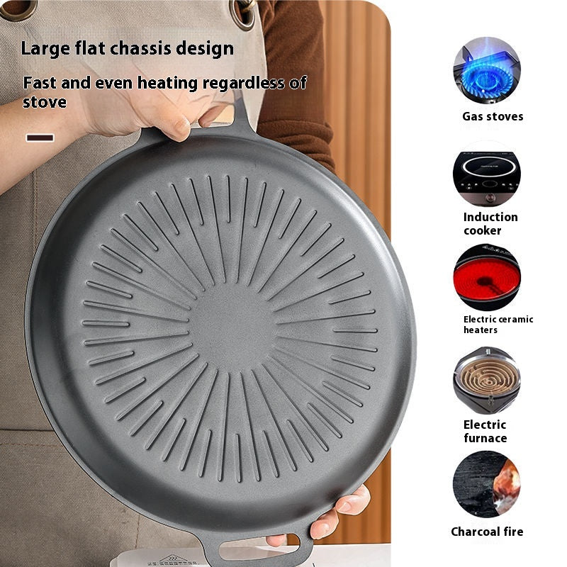 Non-Stick Pot for Rice and Grilling - Wheat Stone Barbecue Plate, 30-34cm