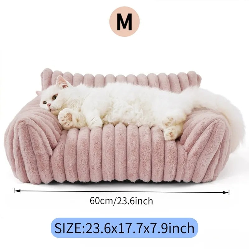 Pet Sofa Bed with Removable Washable Cover for Small Cats & Dogs - Fluffy, Supportive Couch