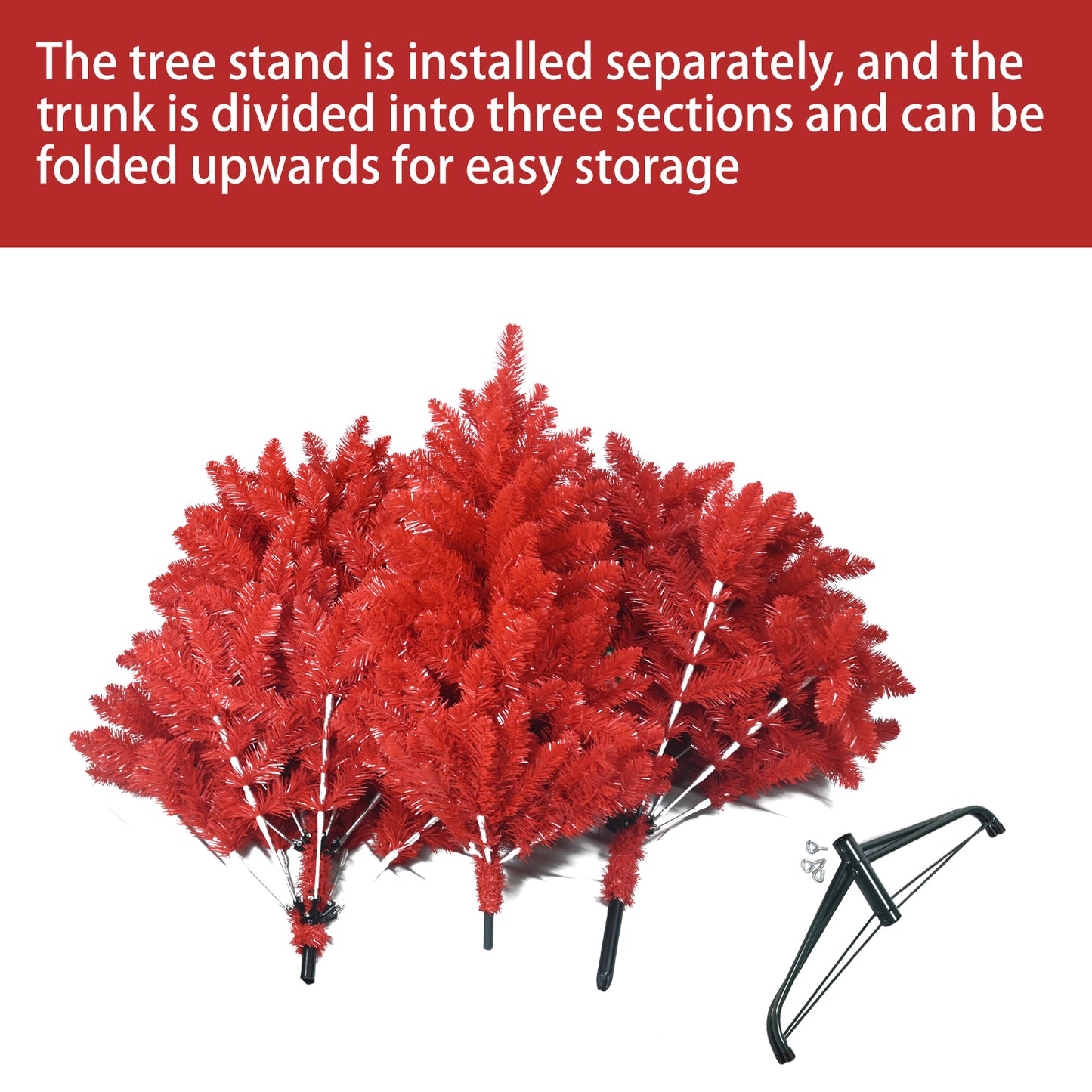 6ft Red Artificial Christmas Tree with Hinged Base & 804 Tips