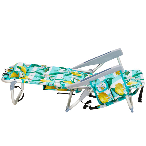 Folding Beach Chair with Lemon Pattern - Lightweight Aluminum Frame