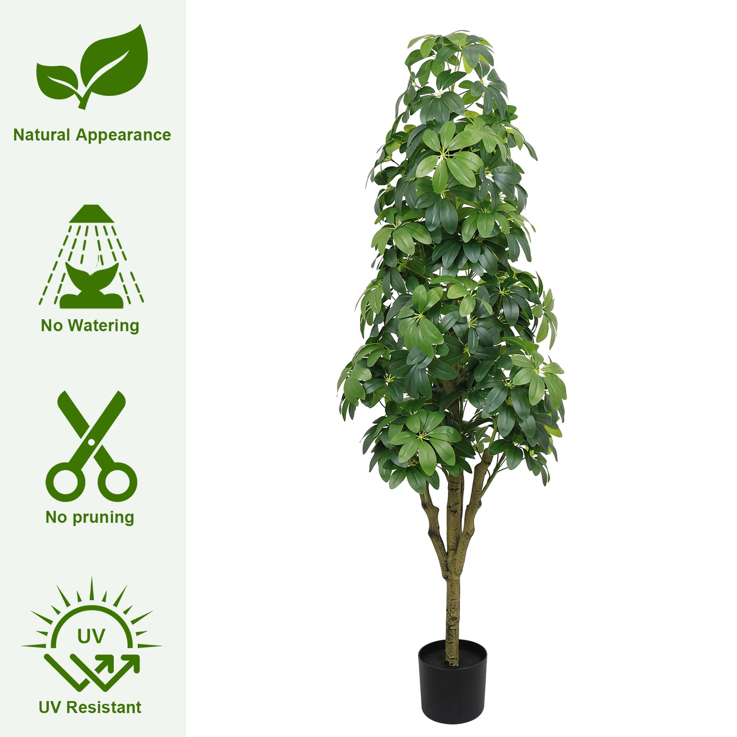 5.2FT Realistic Artificial Tree - Green Faux Plant for Indoor & Outdoor Decor